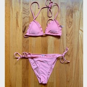 PINK STRING BIKINI TOP AND BOTTOM MATCHING SET